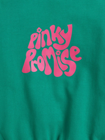 Cotton Terry Full Sleeves Pinky Promise Text Printed Sweatshirt