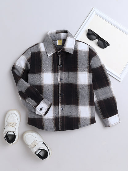Woolen Check Full Sleeves Shirt With One Side Pocket