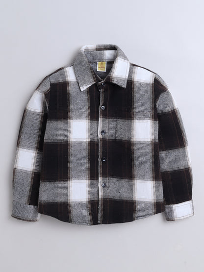 Woolen Check Full Sleeves Shirt With One Side Pocket