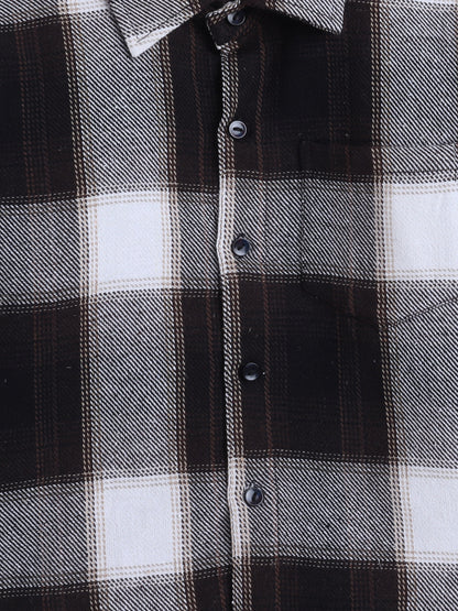 Woolen Check Full Sleeves Shirt With One Side Pocket