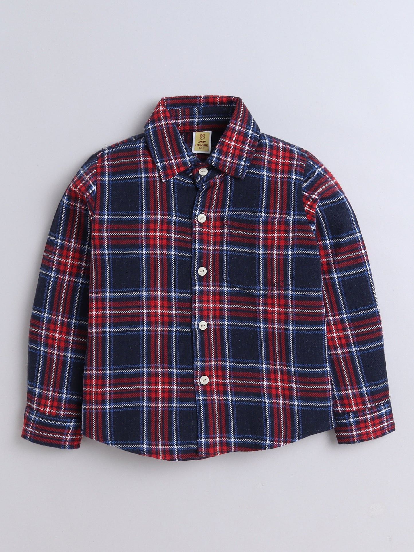 Woolen Check Full Sleeves Shirt With One Side Pocket