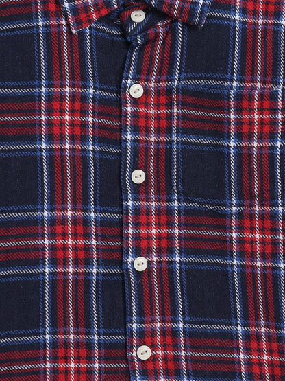 Woolen Check Full Sleeves Shirt With One Side Pocket