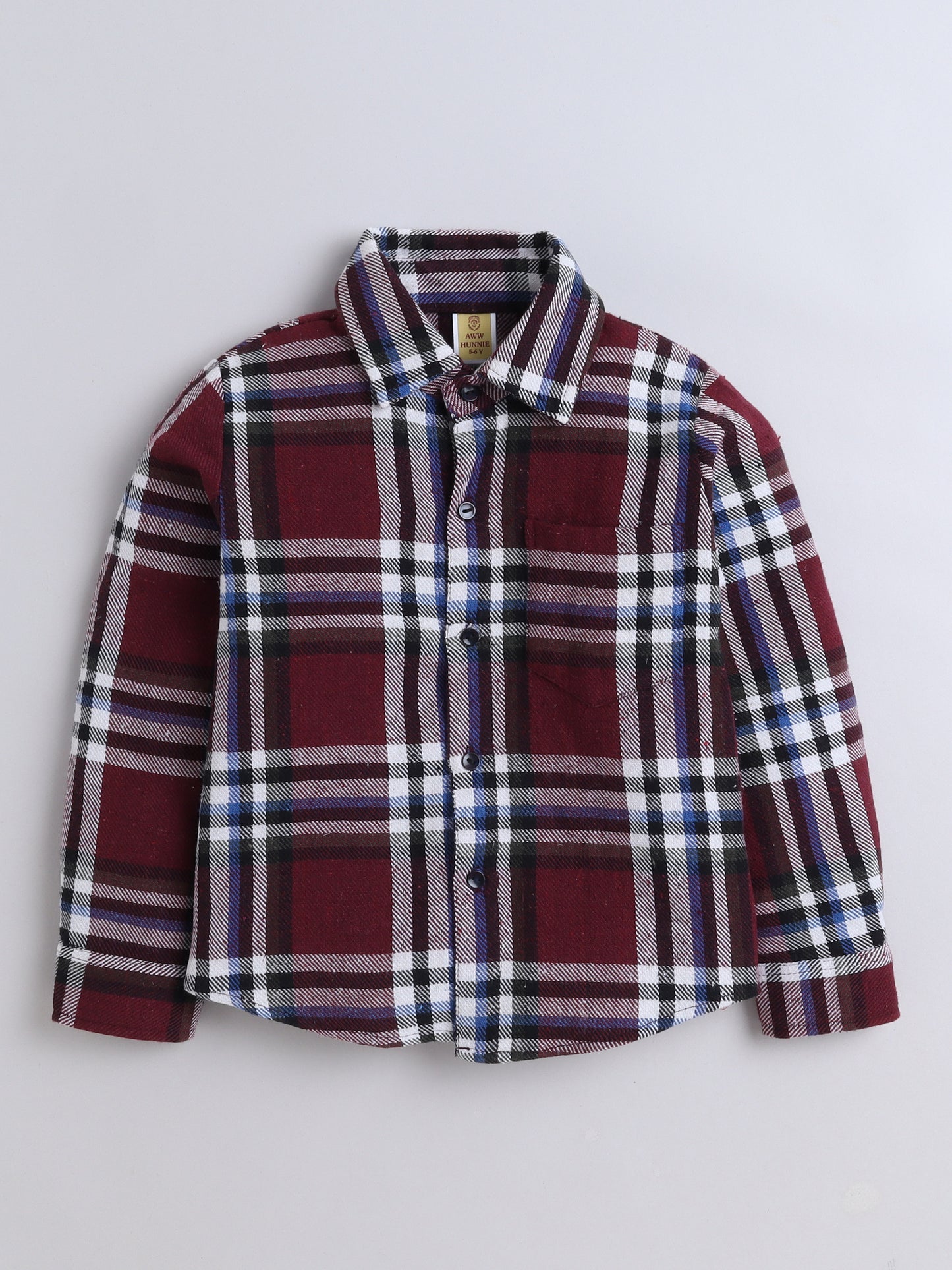 Woolen Check Full Sleeves Shirt With One Side Pocket