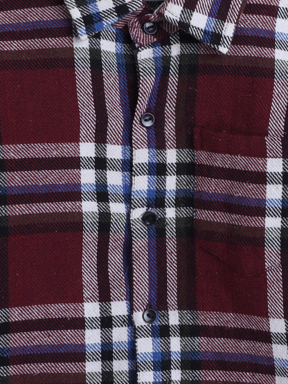 Woolen Check Full Sleeves Shirt With One Side Pocket