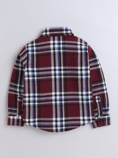 Woolen Check Full Sleeves Shirt With One Side Pocket