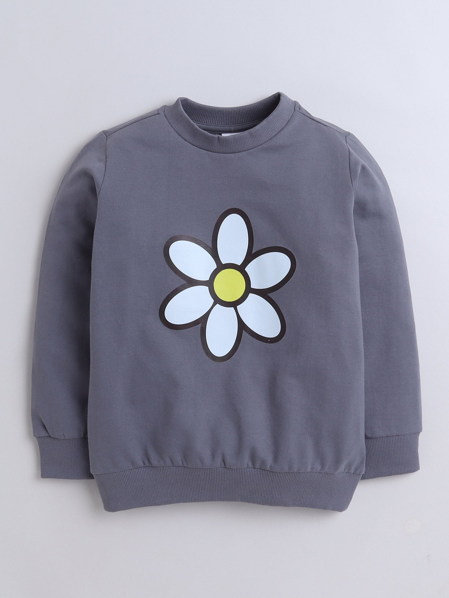 Cotton Terry Flower Print Sweatshirt