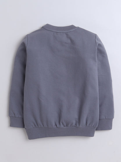 Cotton Terry Flower Print Sweatshirt