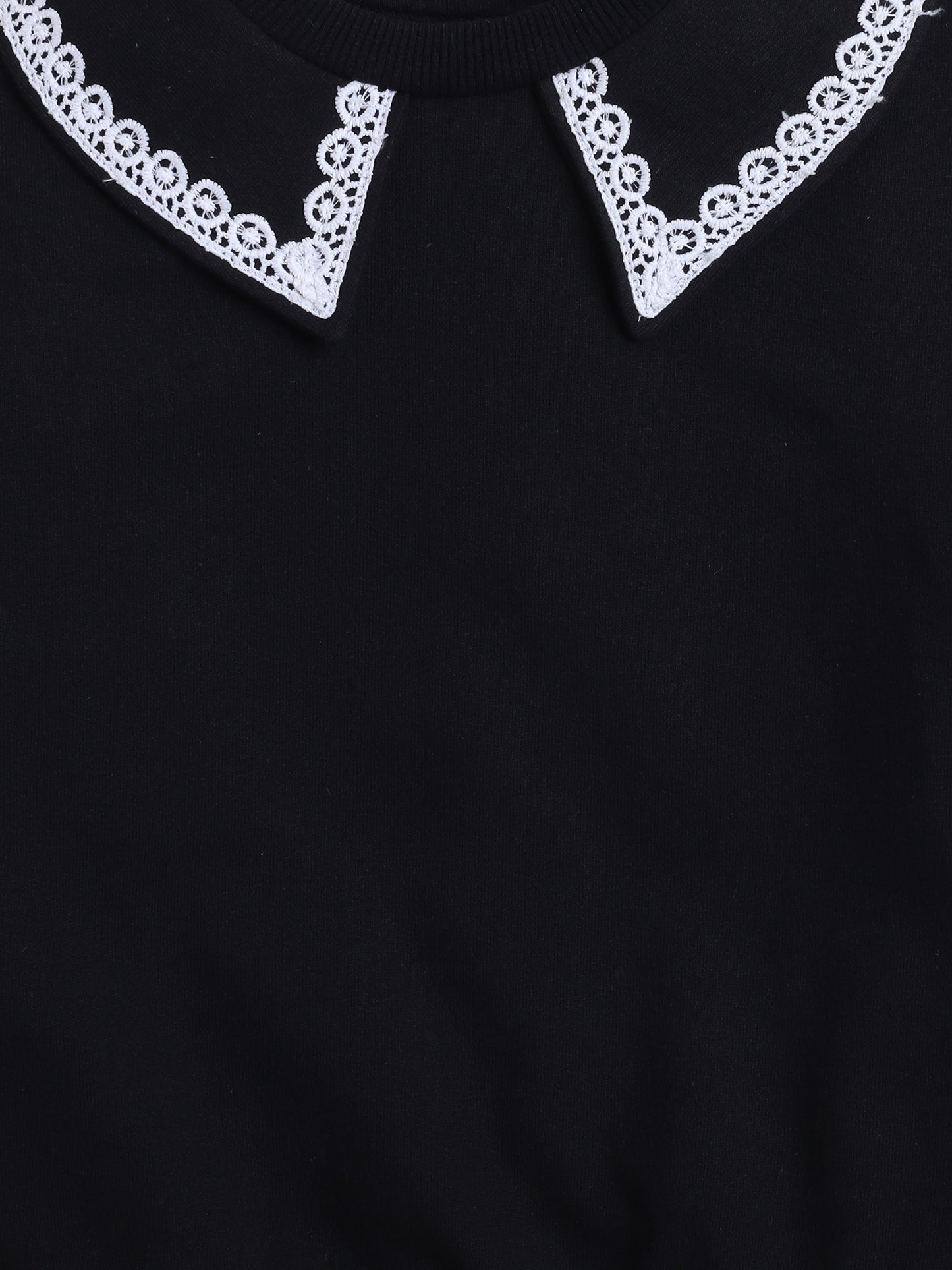 Cotton Terry Full Sleeves Lace Embellished Sweatshirt
