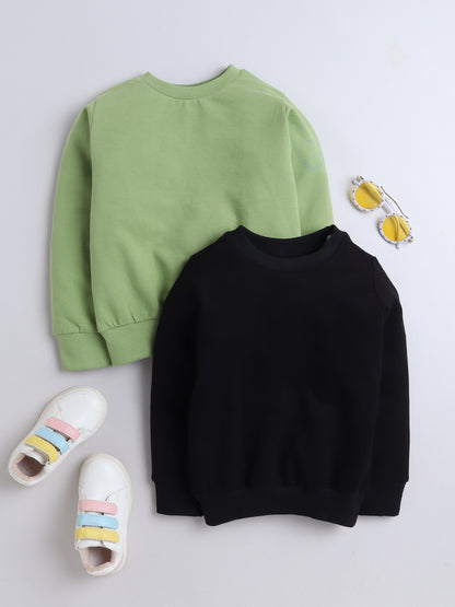 Pack Of 2 Cotton Terry Full Sleeves Solid Sweatshirts - Black