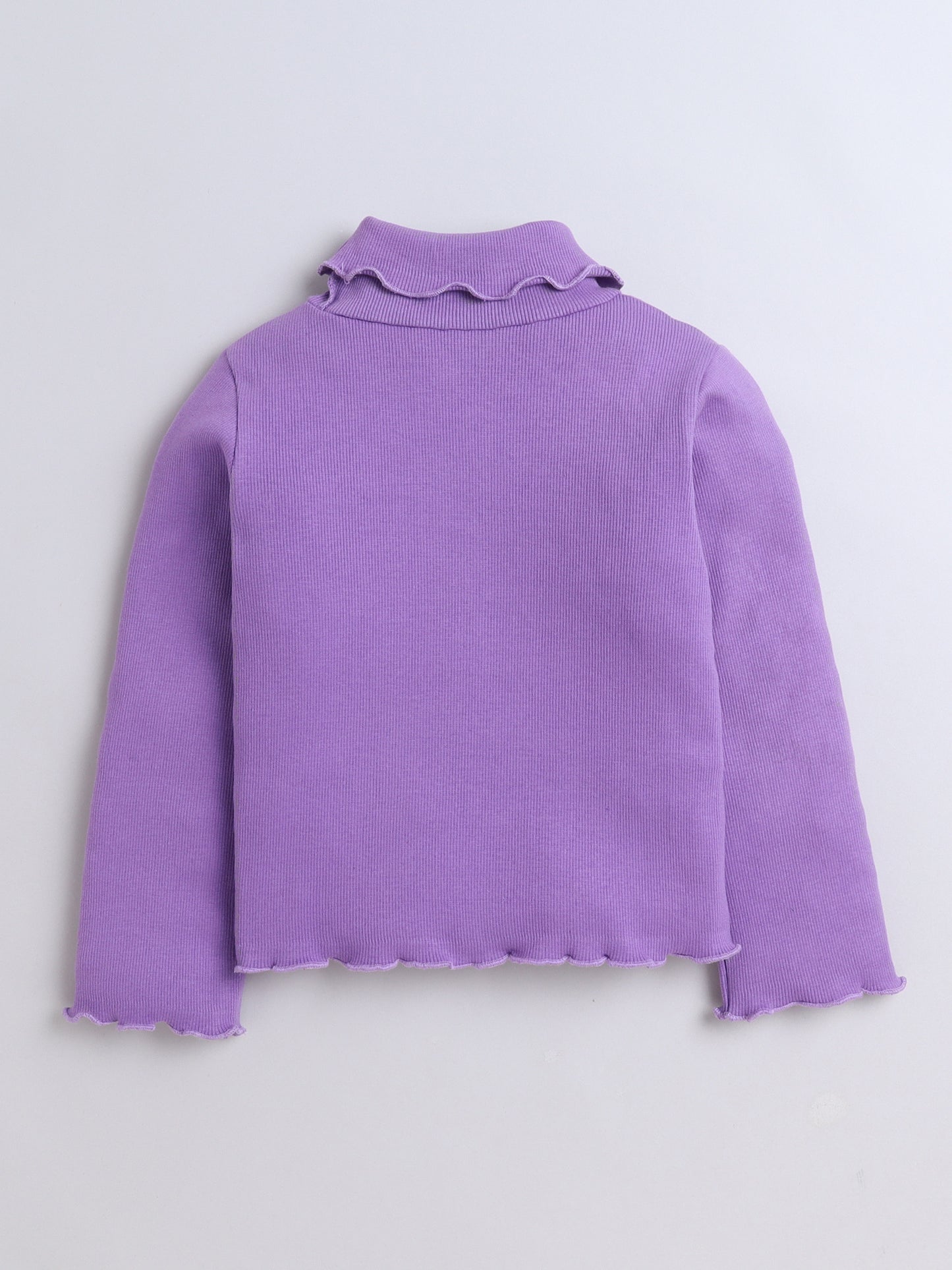 Pack Of 2 Cotton Rib Full Sleeves Solid Tees - Lavender & White