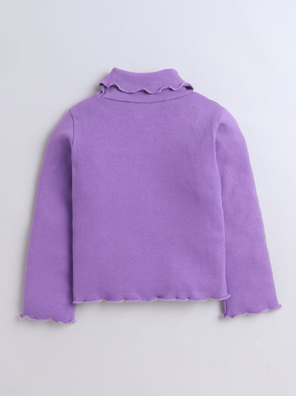Pack Of 2 Cotton Rib Full Sleeves Solid Tees - Lavender & White