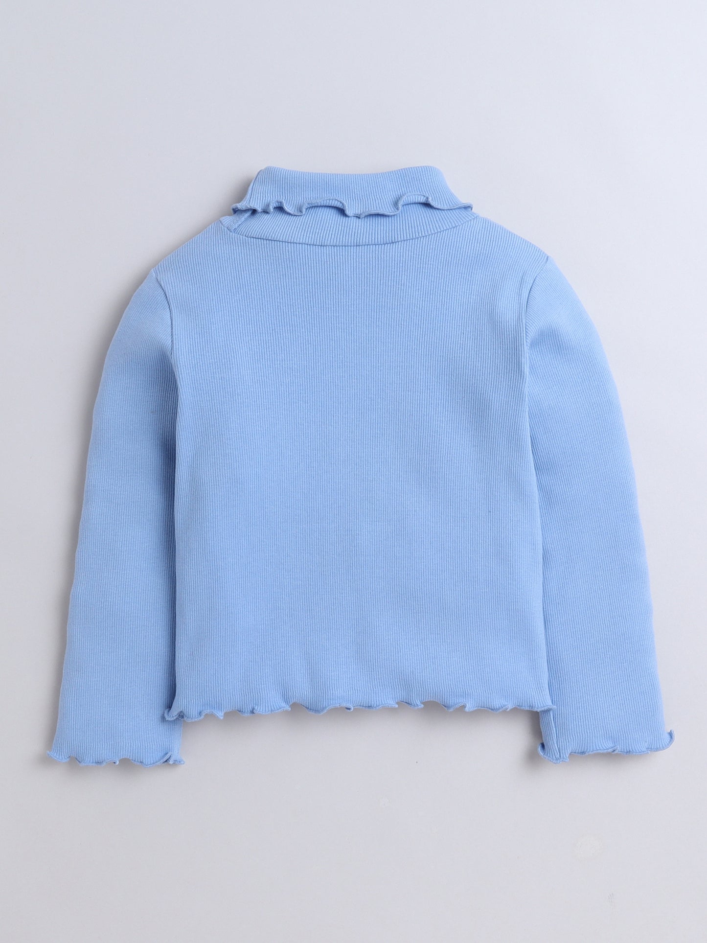 Pack Of 2 Cotton Rib Full Sleeves Solid Tees - Green & Blue