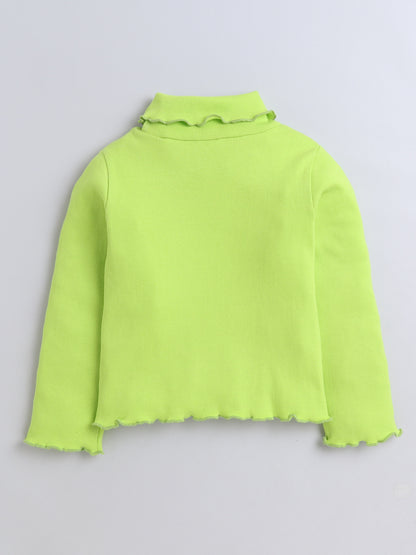 Pack Of 2 Cotton Rib Full Sleeves Solid Tees - Green & Blue