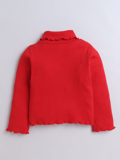 Pack Of 2 Cotton Rib Full Sleeves Solid Tees - Black & Red