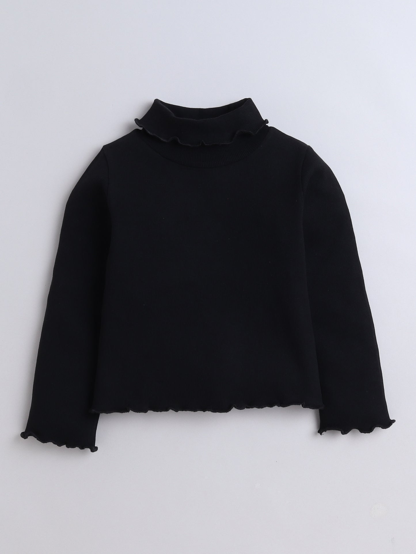 Pack Of 2 Cotton Rib Full Sleeves Solid Tees - Black & Red