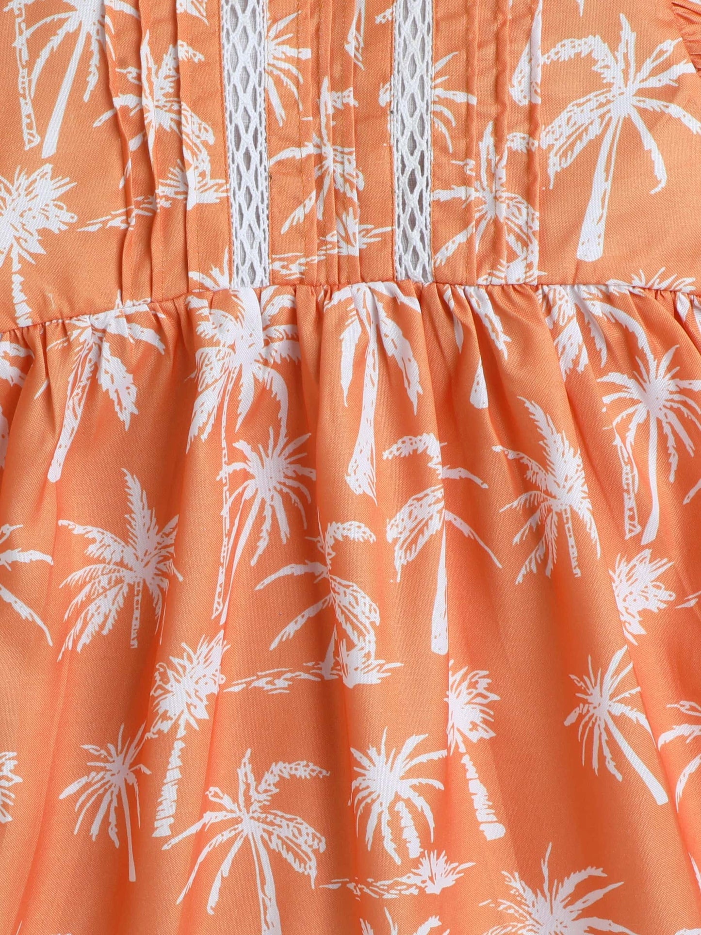 Girls Lace Work Summer Print Dress – Lightweight Cotton - Pure, Chemical-Free Kidswear