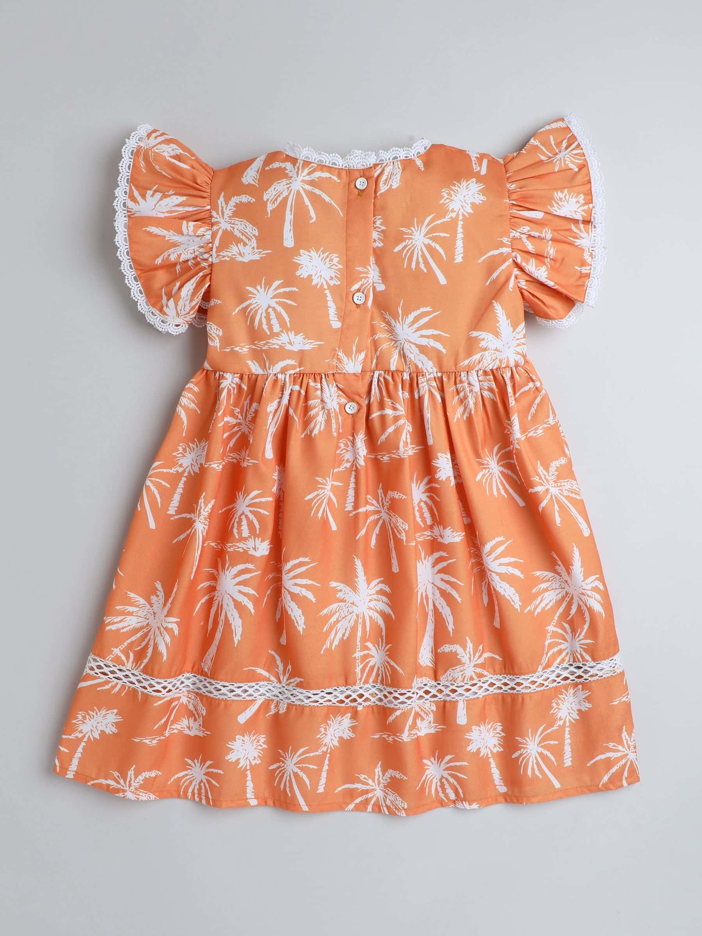 Girls Lace Work Summer Print Dress – Lightweight Cotton - Pure, Chemical-Free Kidswear
