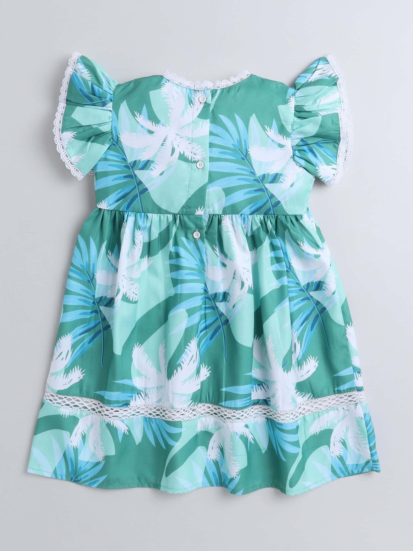 Girls Lace Work Summer Print Dress – Lightweight Cotton - Pure, Chemical-Free Kidswear