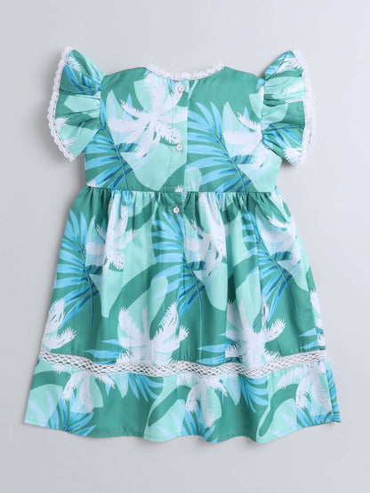 Girls Lace Work Summer Print Dress – Lightweight Cotton - Pure, Chemical-Free Kidswear