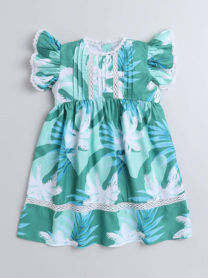 Girls Lace Work Summer Print Dress – Lightweight Cotton - Pure, Chemical-Free Kidswear