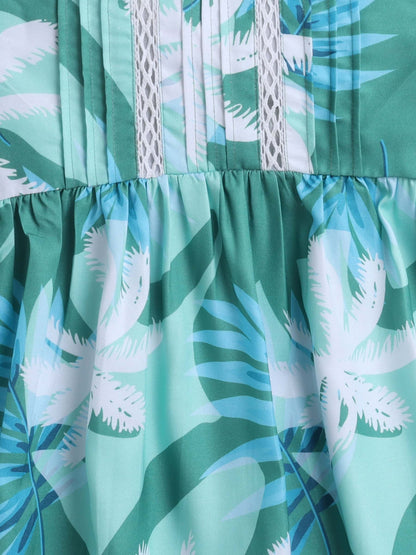 Girls Lace Work Summer Print Dress – Lightweight Cotton - Pure, Chemical-Free Kidswear