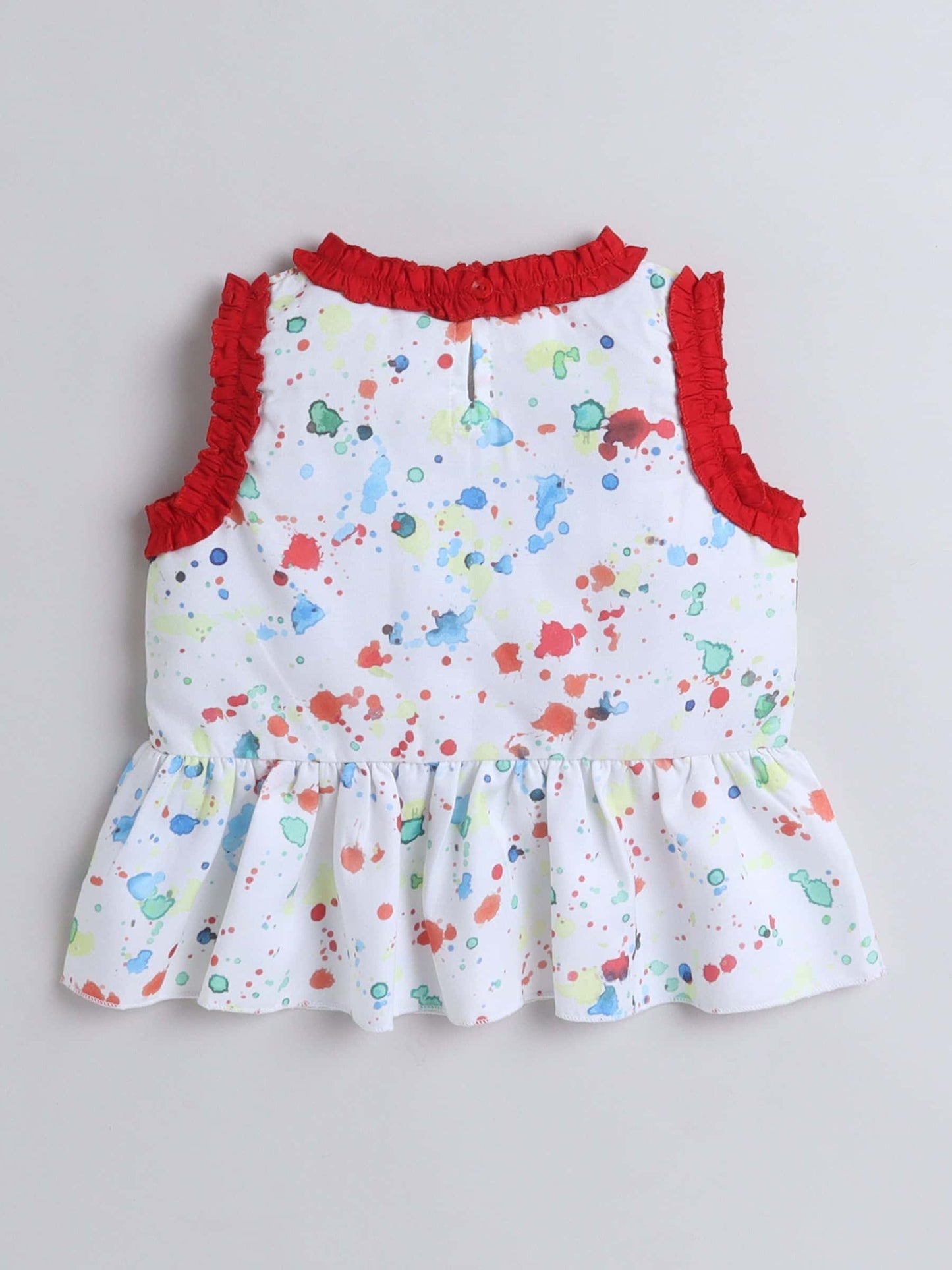 Girls Pumplum Top & Skirt Set – Classic White Cotton Ensemble - Pure, Chemical-Free Kidswear