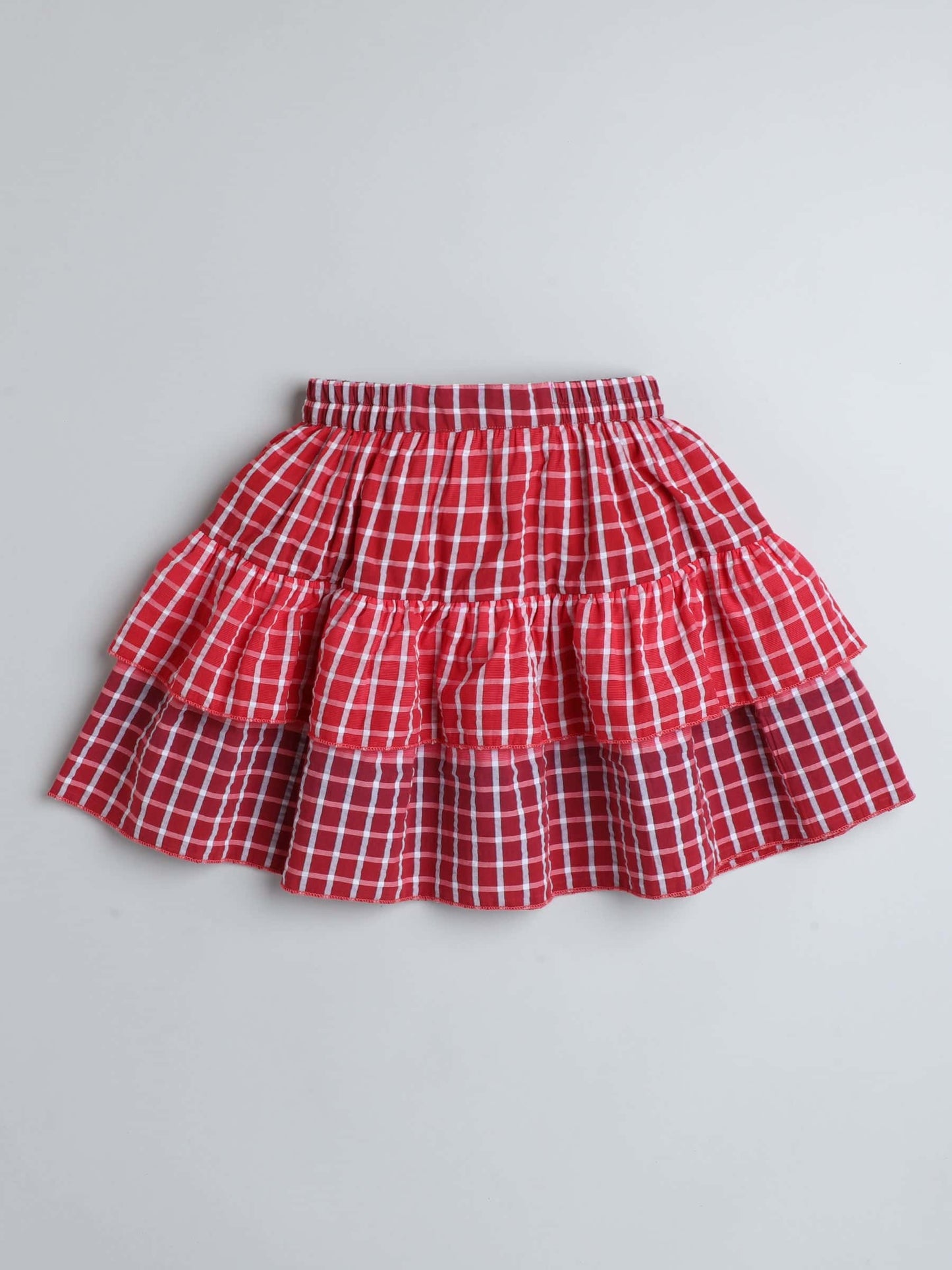 Girls 100% Cotton Check Top & Skirt – Button Closure, Casual Style - Pure, Chemical-Free Kidswear