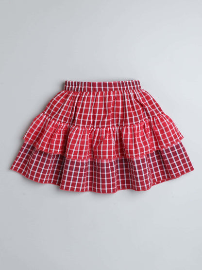 Girls 100% Cotton Check Top & Skirt – Button Closure, Casual Style - Pure, Chemical-Free Kidswear