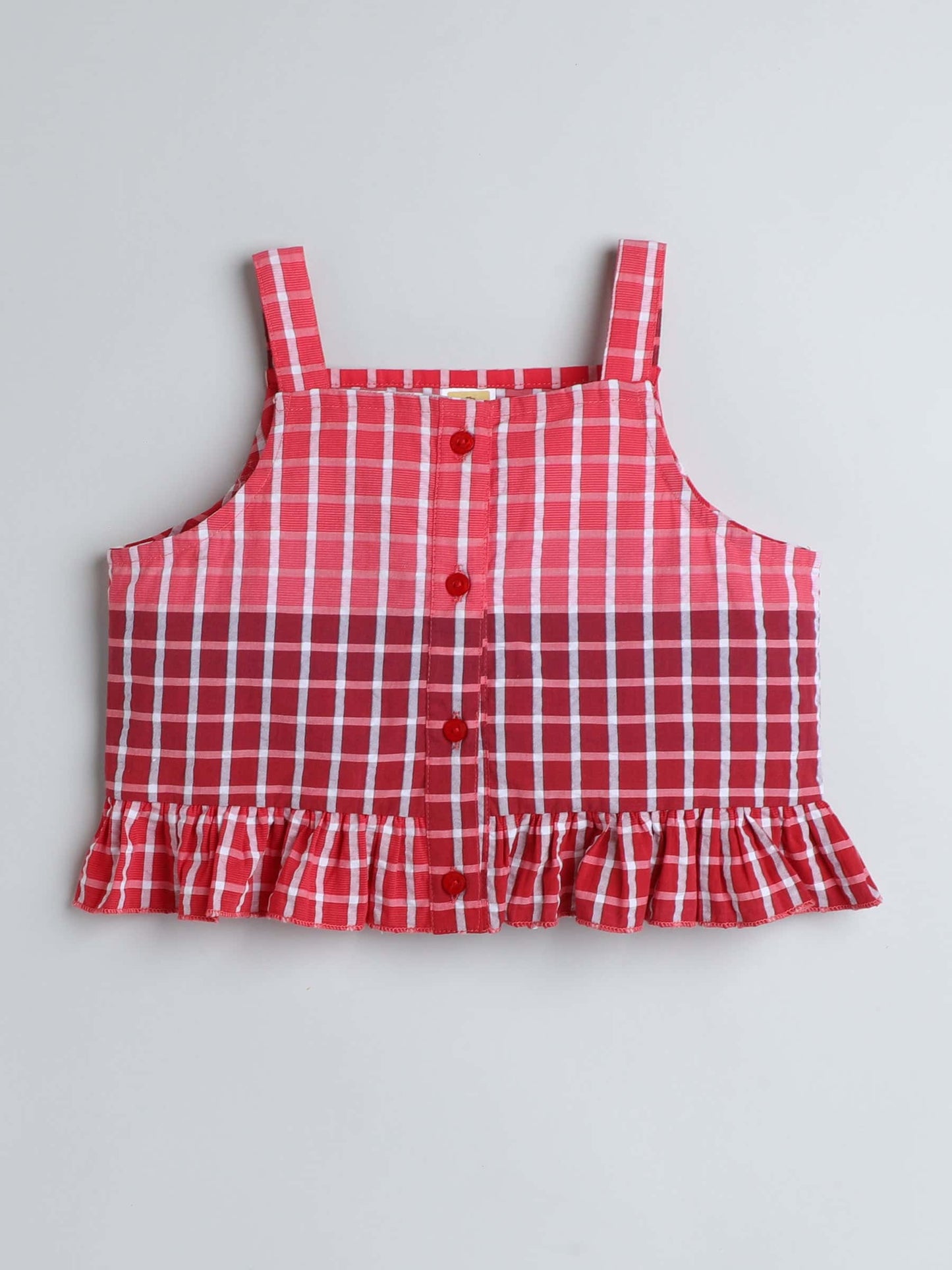 Girls 100% Cotton Check Top & Skirt – Button Closure, Casual Style - Pure, Chemical-Free Kidswear