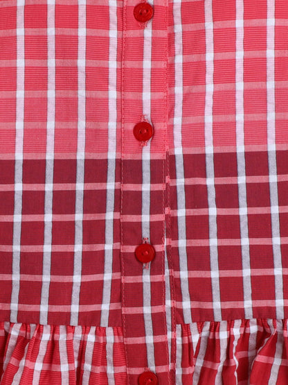 Girls 100% Cotton Check Top & Skirt – Button Closure, Casual Style - Pure, Chemical-Free Kidswear