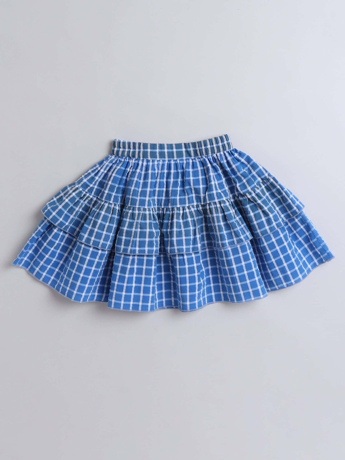 Girls 100% Cotton Check Top & Skirt – Button Closure, Casual Style - Pure, Chemical-Free Kidswear