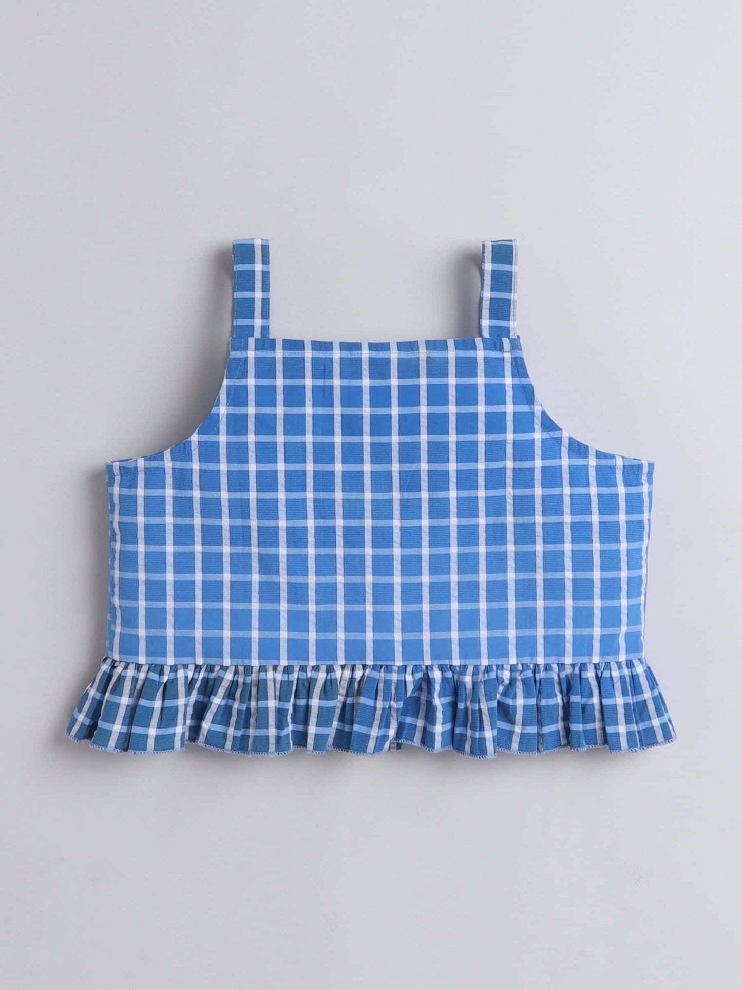 Girls 100% Cotton Check Top & Skirt – Button Closure, Casual Style - Pure, Chemical-Free Kidswear