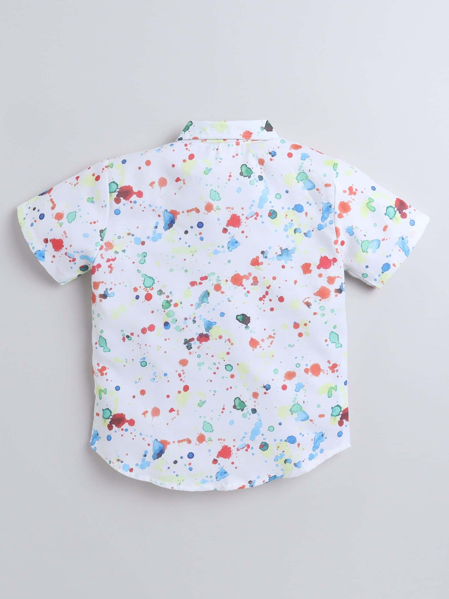 Boys Printed Half-Sleeve Shirt & Short Set – Elegant White Design - Pure, Chemical-Free Kidswear