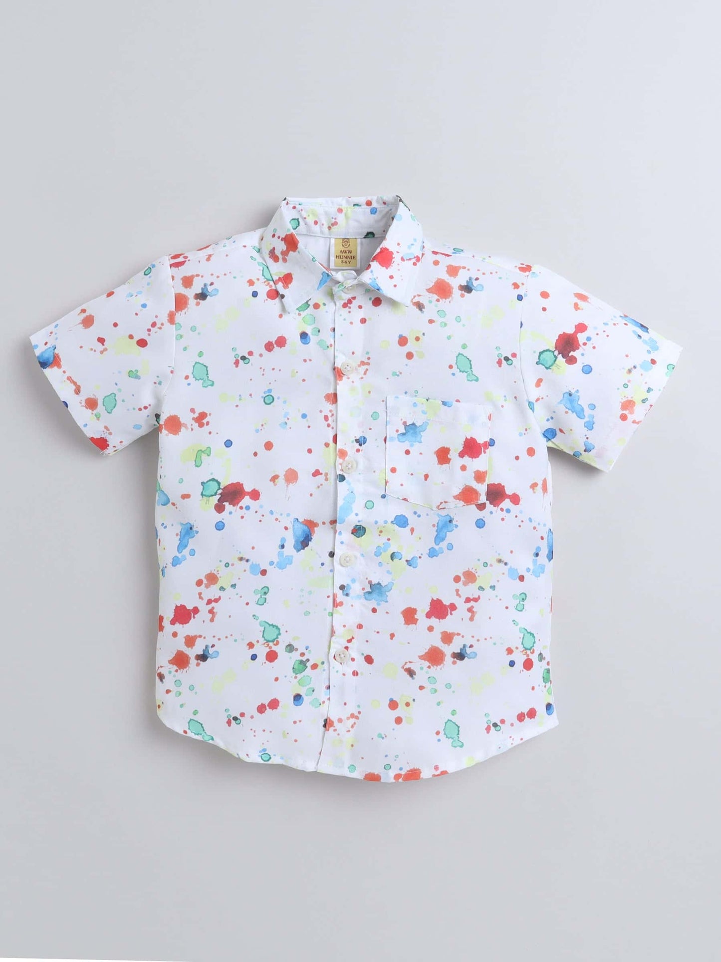 Boys Printed Half-Sleeve Shirt & Short Set – Elegant White Design - Pure, Chemical-Free Kidswear