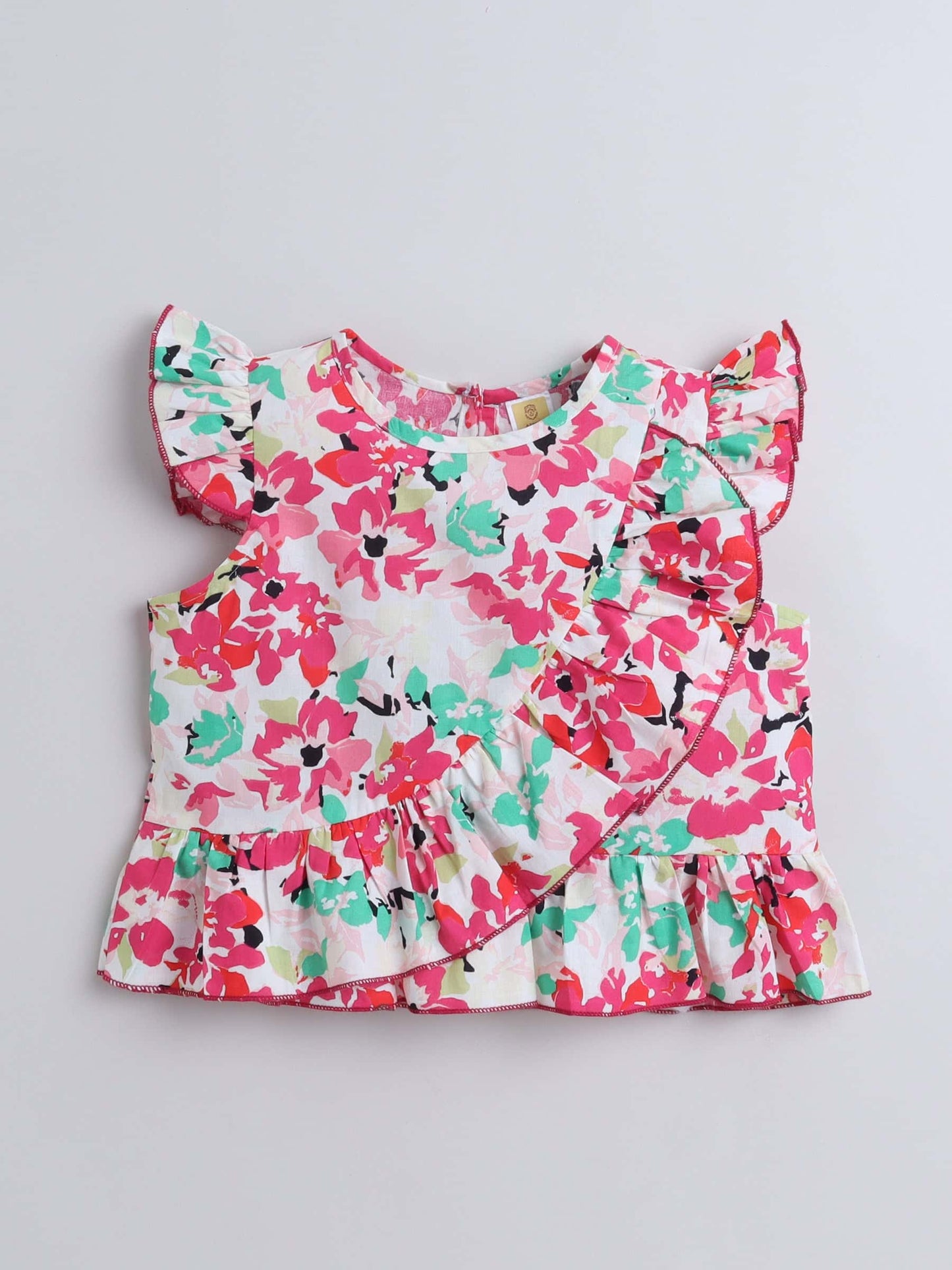 Girls Floral Print Top & Shorts Set – Fresh, Casual Look - Pure, Chemical-Free Kidswear