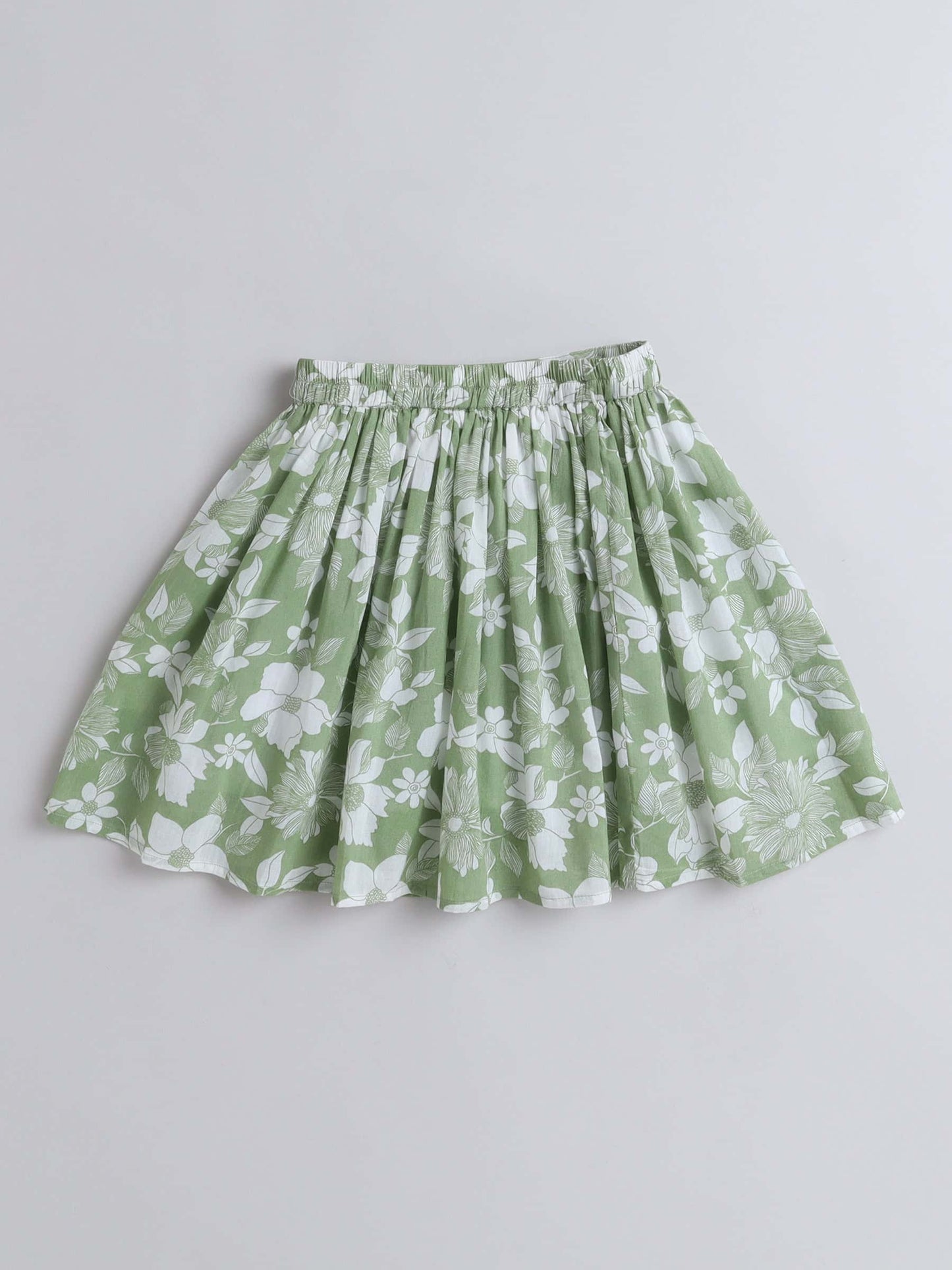 Girls Floral Print Button Top & Skirt Set – Chic and Casual - Pure, Chemical-Free Kidswear