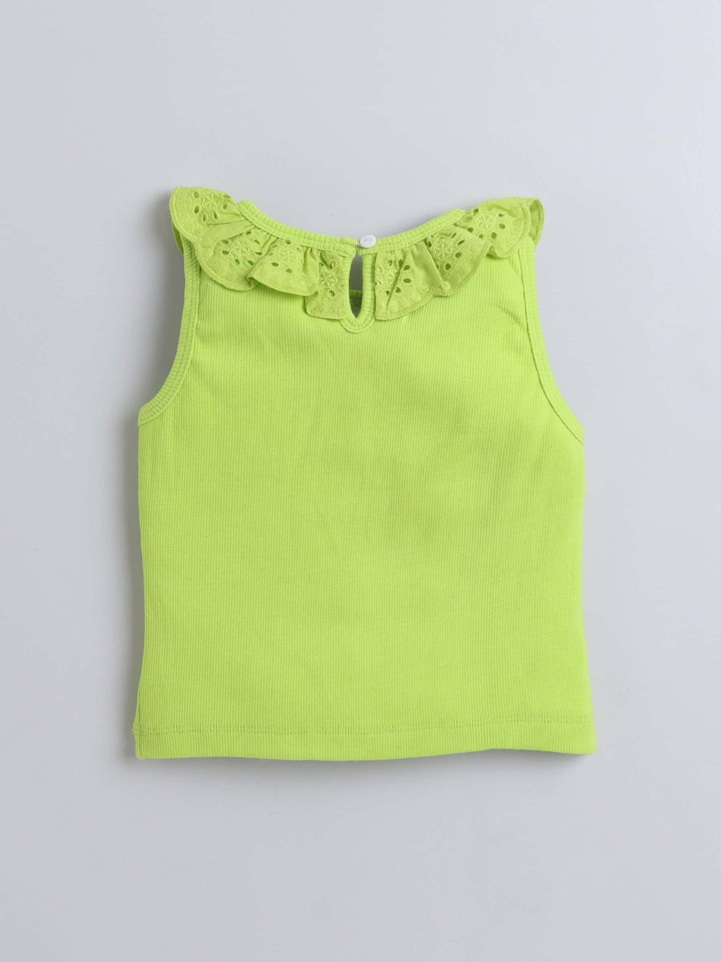 Aww Hunnie Schiffli Lace Design Top - Pure, Chemical-Free Kidswear