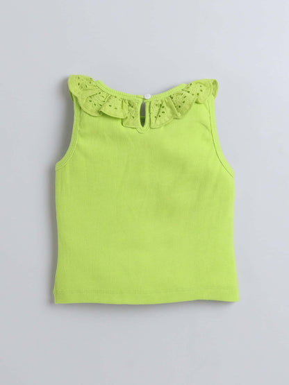 Aww Hunnie Schiffli Lace Design Top - Pure, Chemical-Free Kidswear