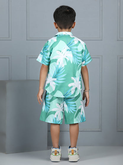 Aww Hunnie Kids’ Knit Sleeveless Tee & Leaves-Print Short Set – Premium Playwear