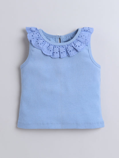 Aww Hunnie Schiffli Lace Design Top - Pure, Chemical-Free Kidswear