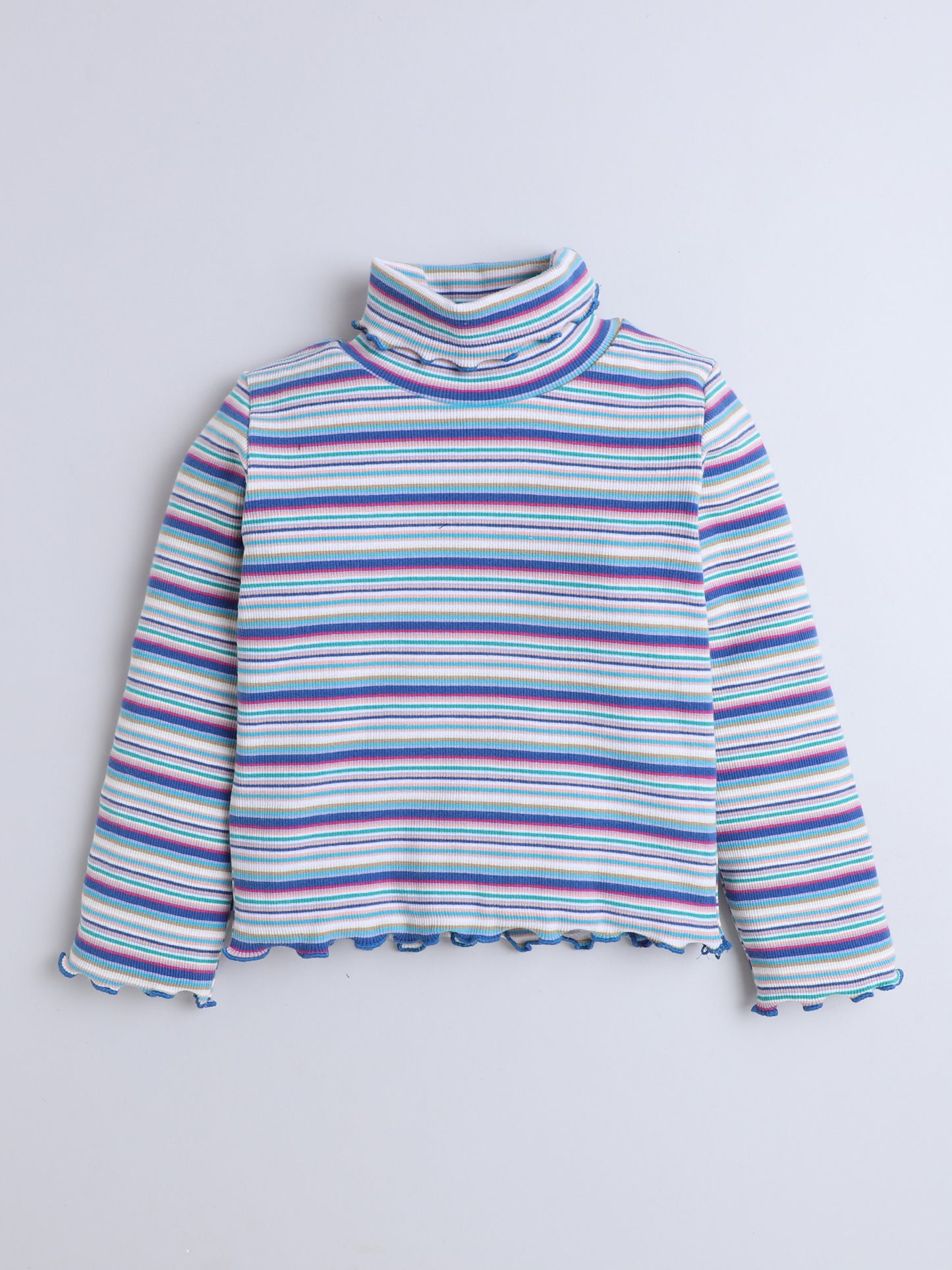Ribbed Full Sleeves High Neck T-shirt