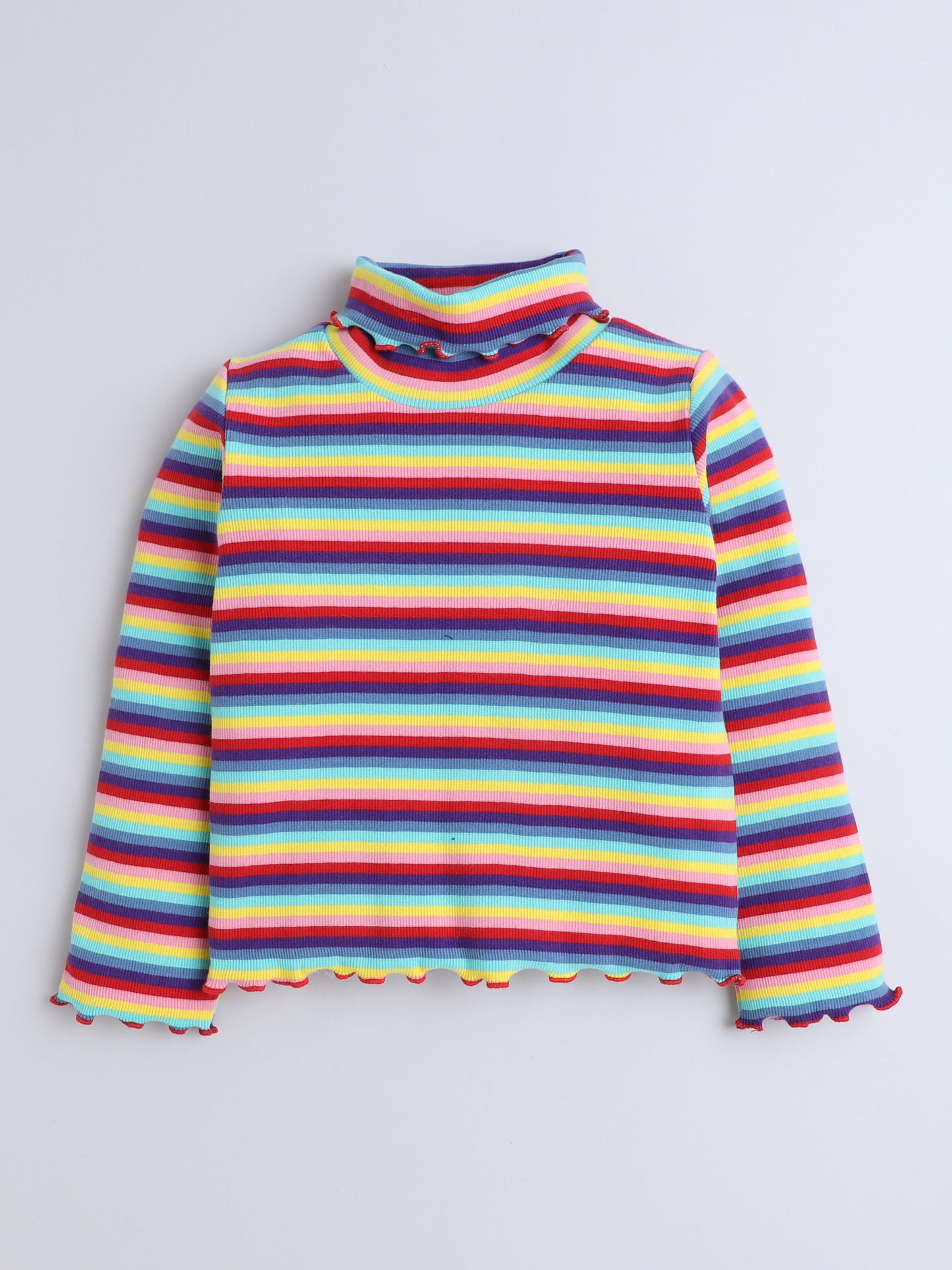 Ribbed Full Sleeves High Neck T-shirt