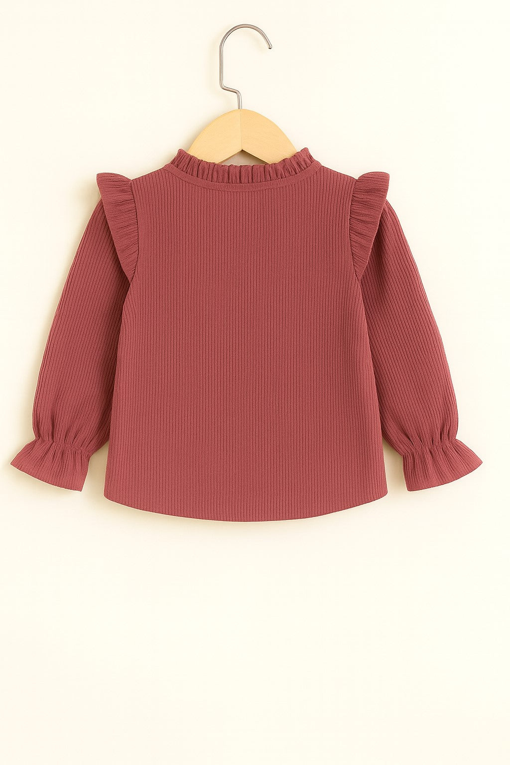 Corduroy Full Sleeves Front Botton Frill Style Top