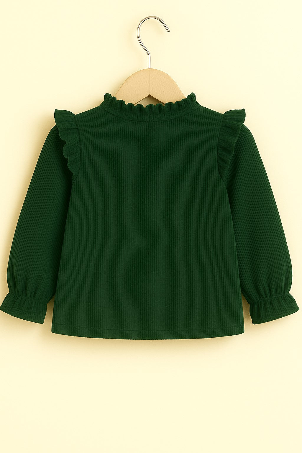 Corduroy Full Sleeves Front Botton Frill Style Top