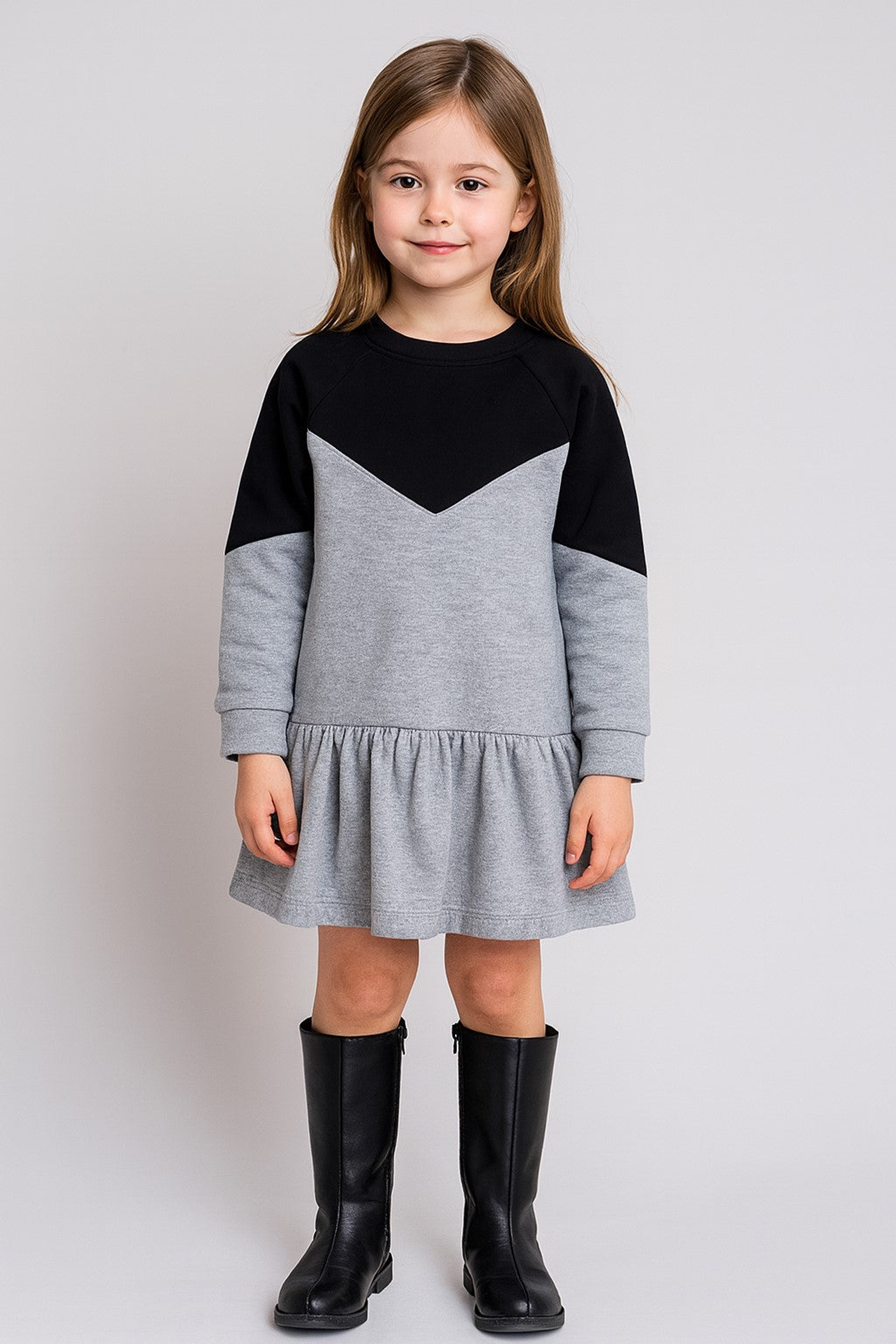 Terry cotton Full Sleeves Double Color Dress