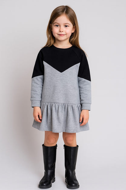 Terry cotton Full Sleeves Double Color Dress