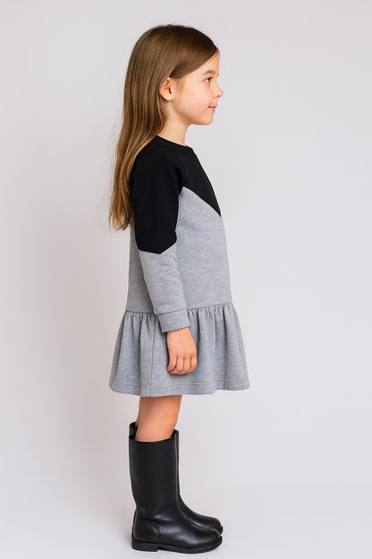 Terry cotton Full Sleeves Double Color Dress