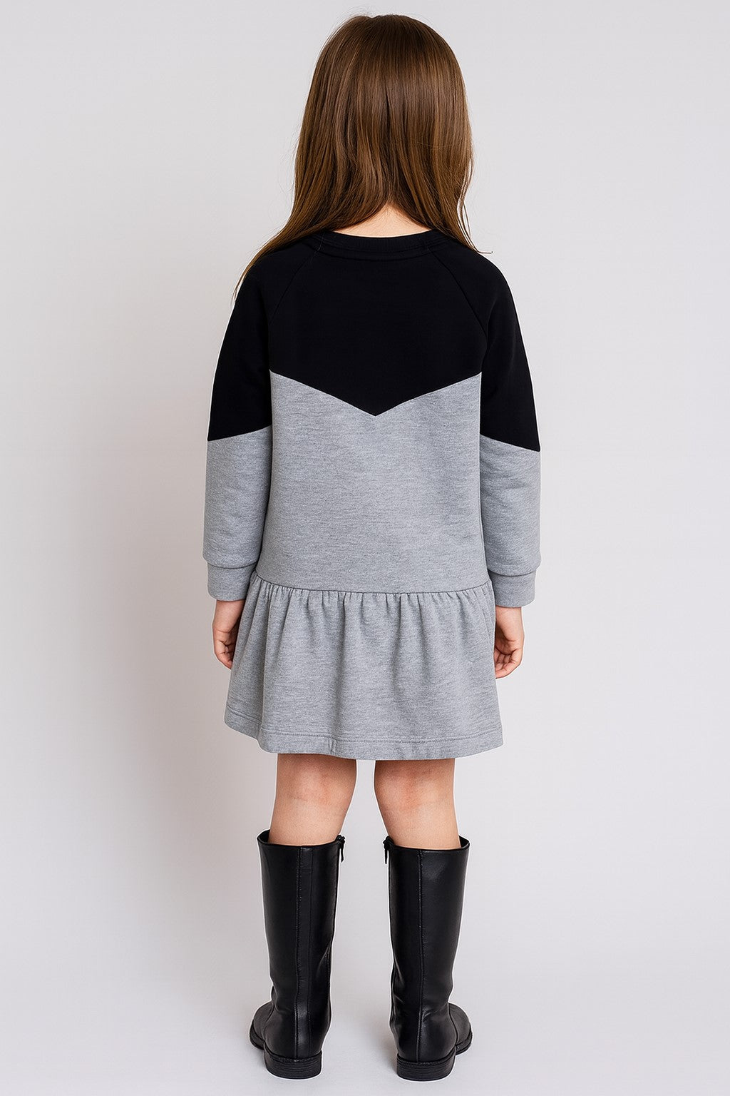 Terry cotton Full Sleeves Double Color Dress