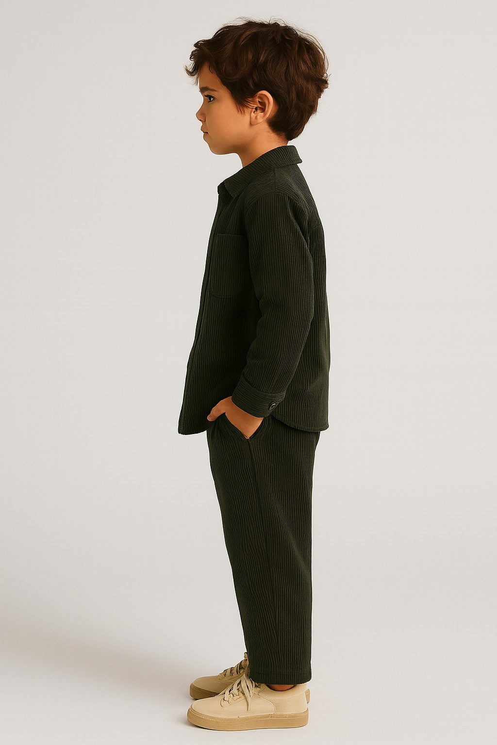 Cordoury Fabric Full Sleeves Shirt With Trouser And Half Sleeves T-shirt