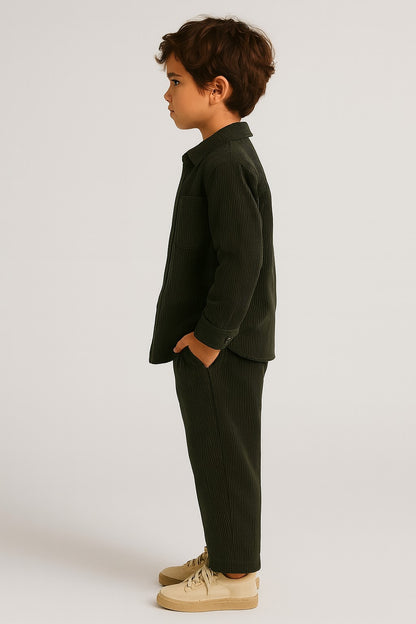 Cordoury Fabric Full Sleeves Shirt With Trouser And Half Sleeves T-shirt